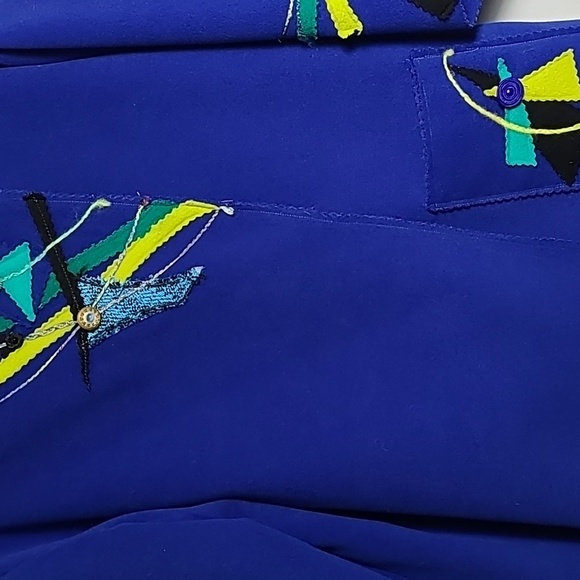 JUST BARB Heavy Weight Abstract Pattern Open Front One Pocket Cardigan Size L/XL - Picture 4 of 16